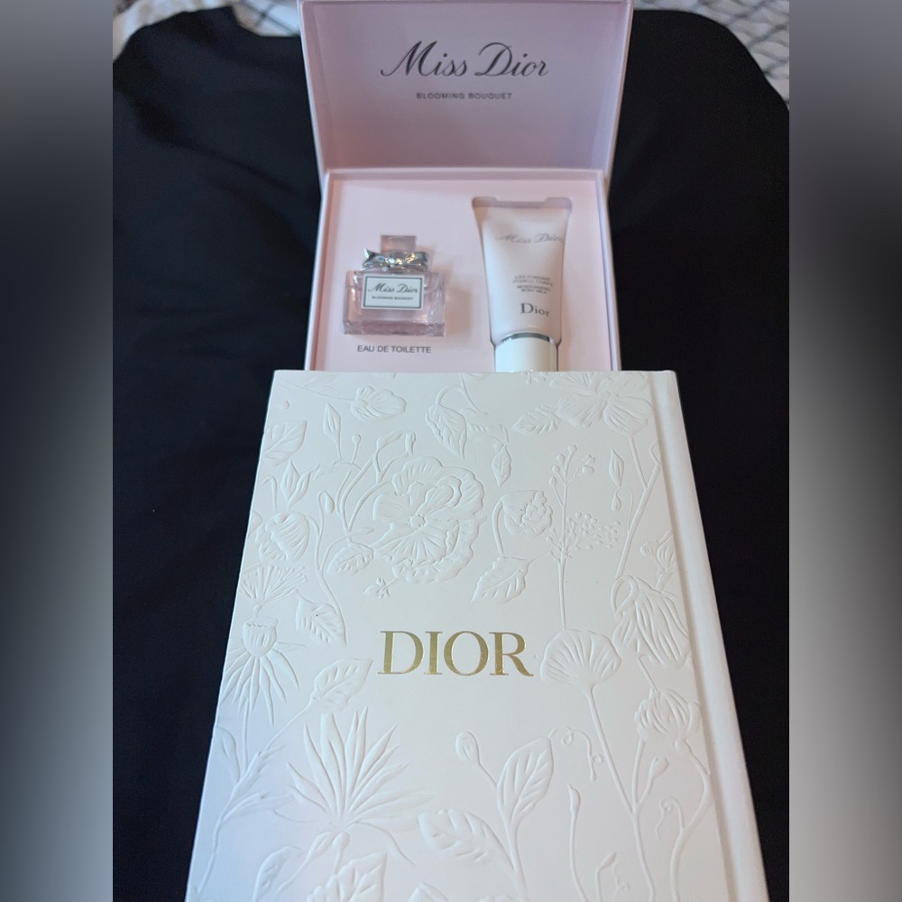 Dior travel Floral Embossed Perfume and Lotion Set with journal